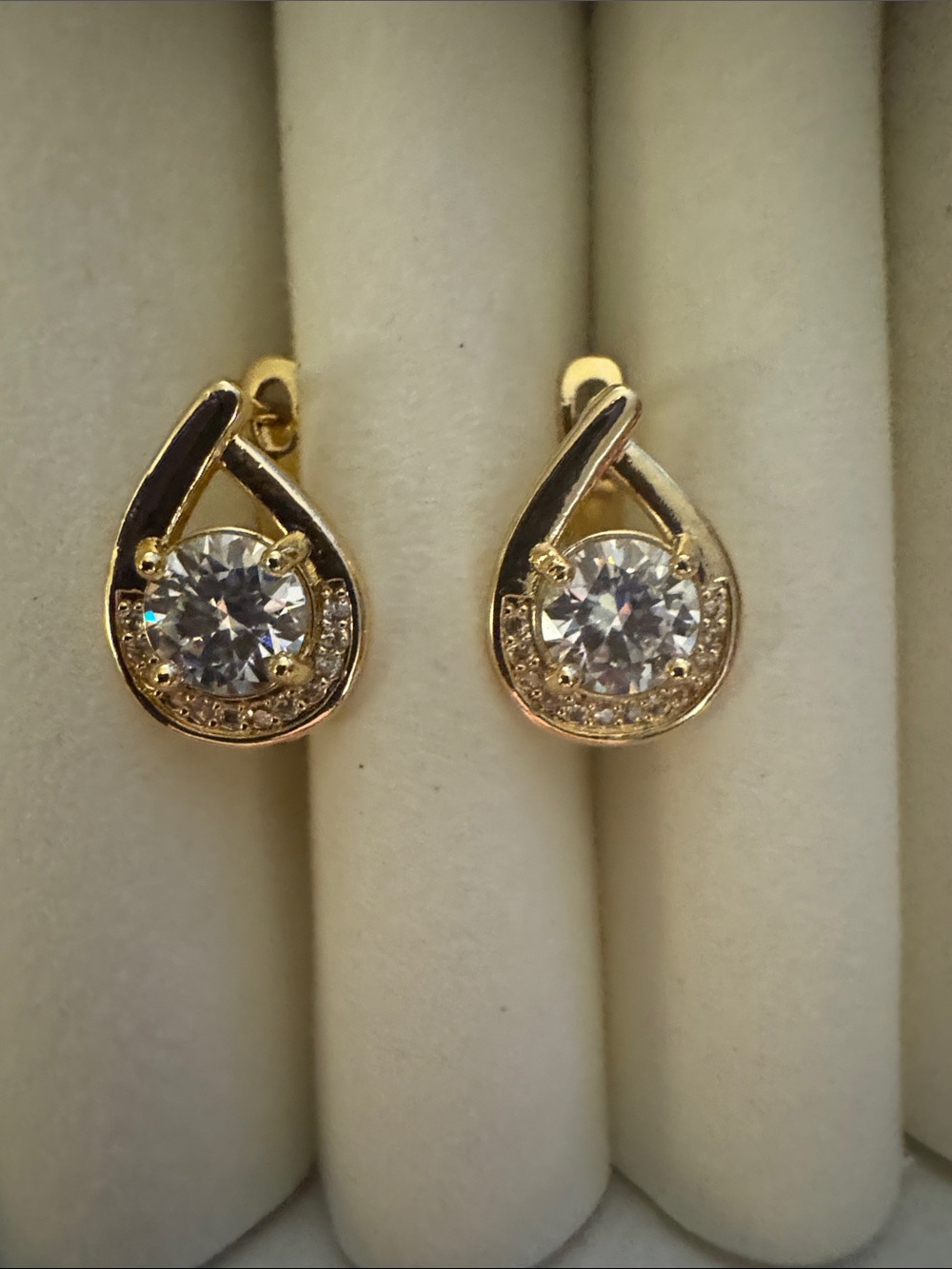 Classic Gold Teardrop CZ Earrings - Women Jewelry
